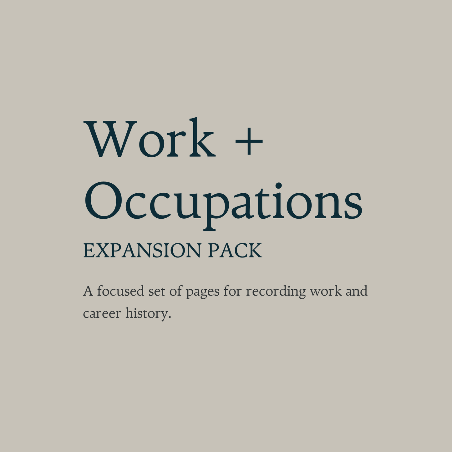 Expansion Pack: Work and Occupations